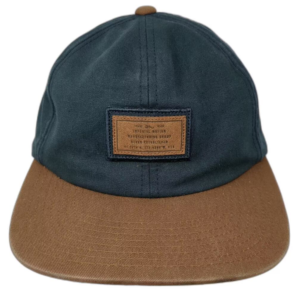 Imperial Motion Snapback Hat Blue Brown One Size Two Tone Leather Patch Yupoong